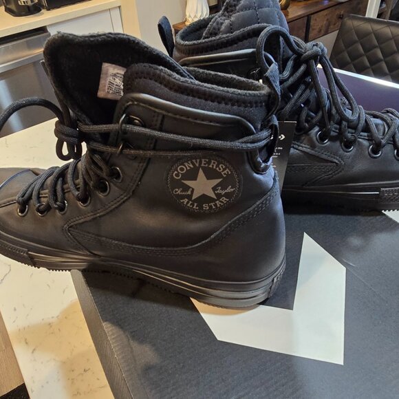 NEW CONVERSE ALL TERRAIN HI Waterproof Leather Boots Shoes 168864c Black SZ 10 - Picture 6 of 16